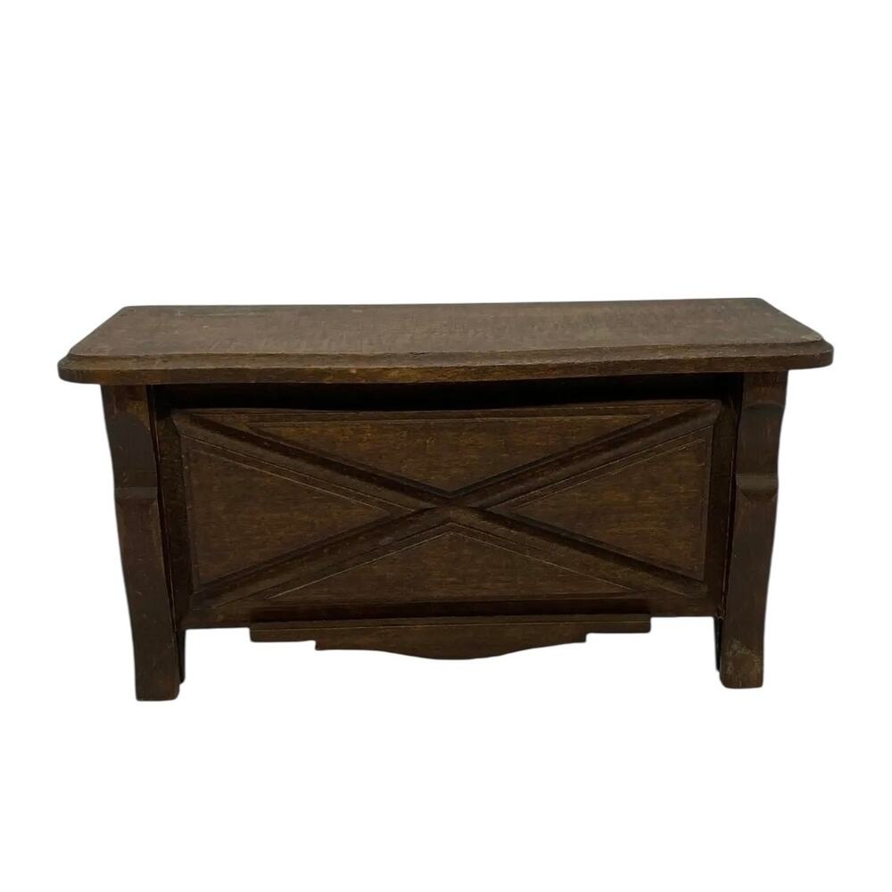 1920’s Primitive French Country Cherry Wood Jewelry Casket